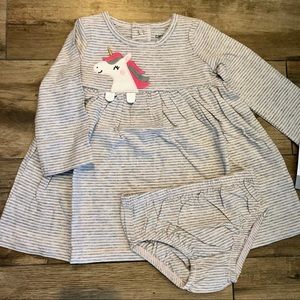 Carter’s Baby Girl Striped Unicorn Jersey Dress
